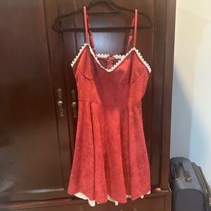 Elegant Red Lace-Trimmed Dress